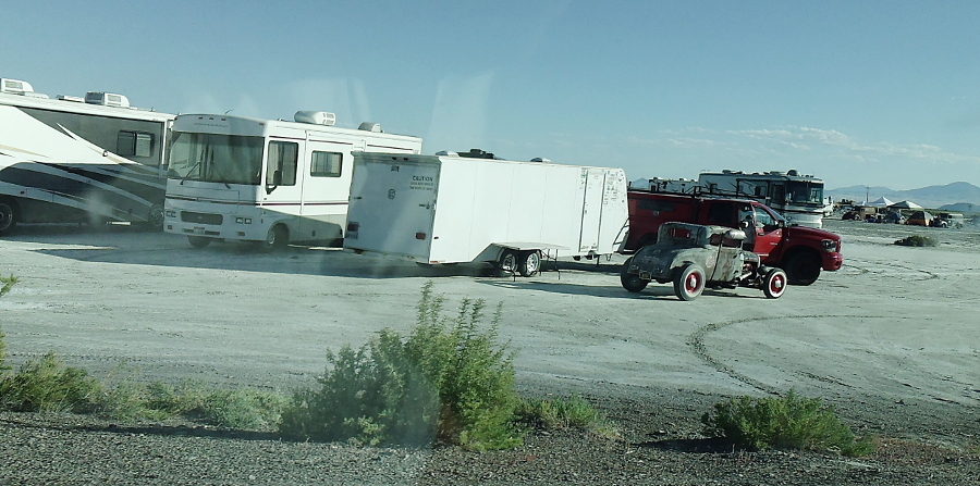 Camping along Bonneville Salt Flats Access Road